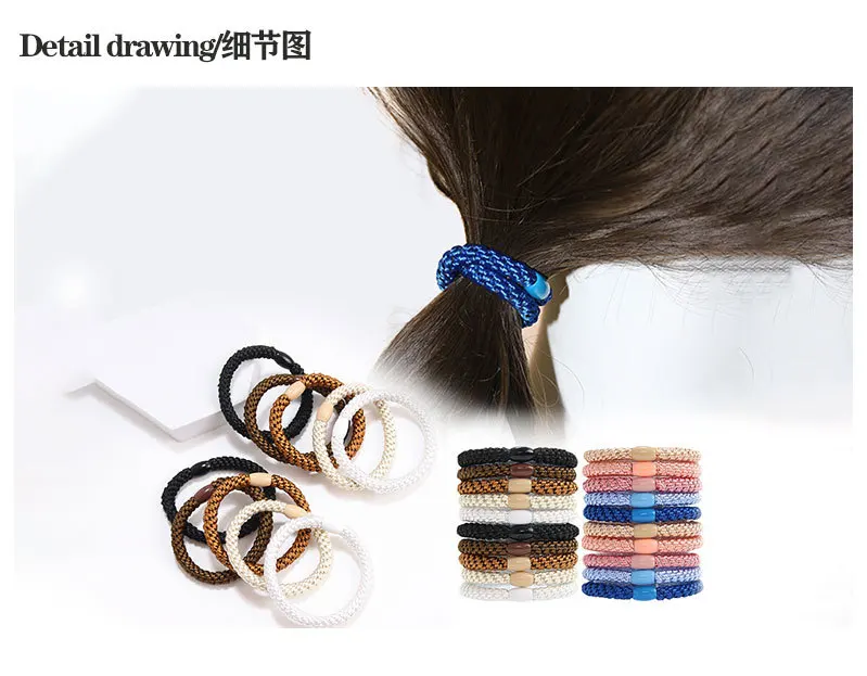 5pc Europe and America Good High Elasticity Hair Ties Rope Scrunchies for Women Men Girls Ponytail Holder Hair Accessories