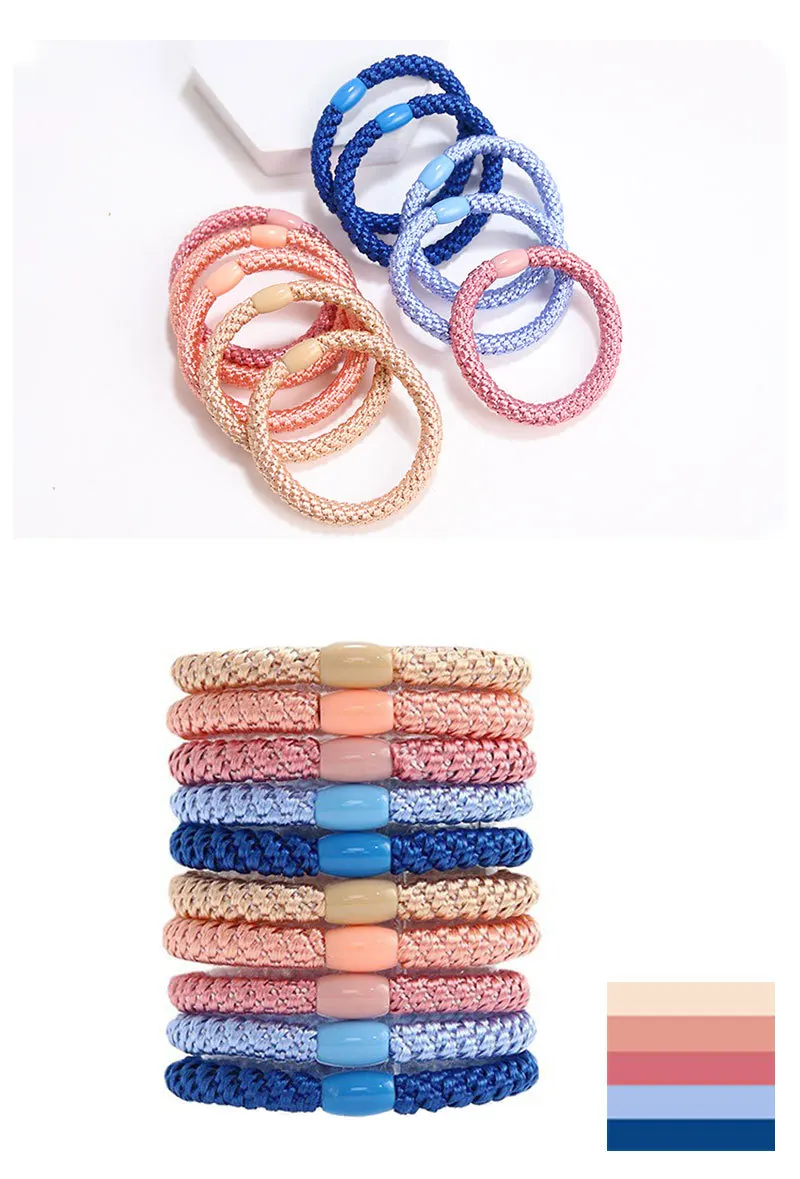 5pc Europe and America Good High Elasticity Hair Ties Rope Scrunchies for Women Men Girls Ponytail Holder Hair Accessories