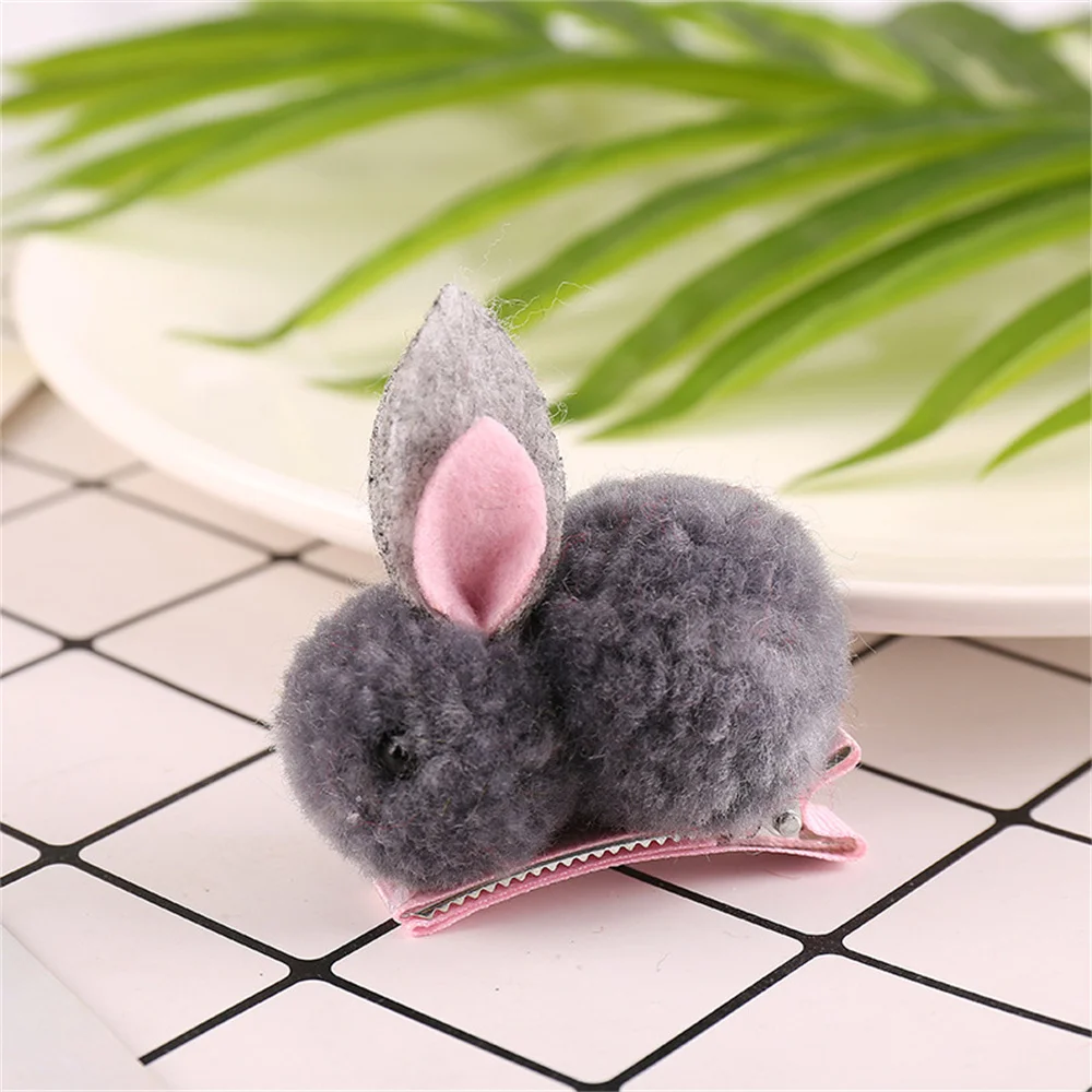 Cute Plush Rabbit Hair Clip Children's Catoon Animal Hairpins Girls Baby Sweet Winter Hair Accessories Headwear Barrettes