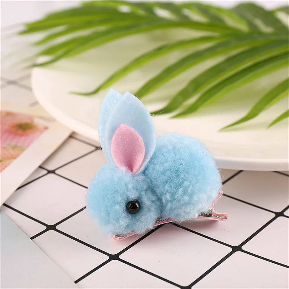 Cute Plush Rabbit Hair Clip Children's Catoon Animal Hairpins Girls Baby Sweet Winter Hair Accessories Headwear Barrettes