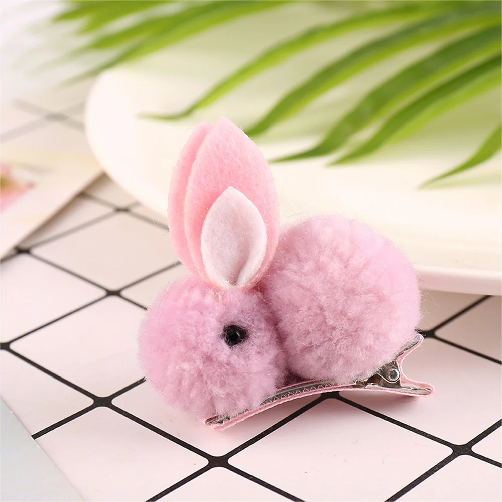 Cute Plush Rabbit Hair Clip Children's Catoon Animal Hairpins Girls Baby Sweet Winter Hair Accessories Headwear Barrettes