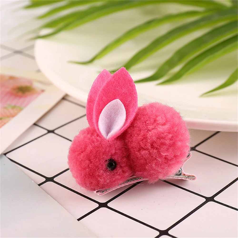 Cute Plush Rabbit Hair Clip Children's Catoon Animal Hairpins Girls Baby Sweet Winter Hair Accessories Headwear Barrettes