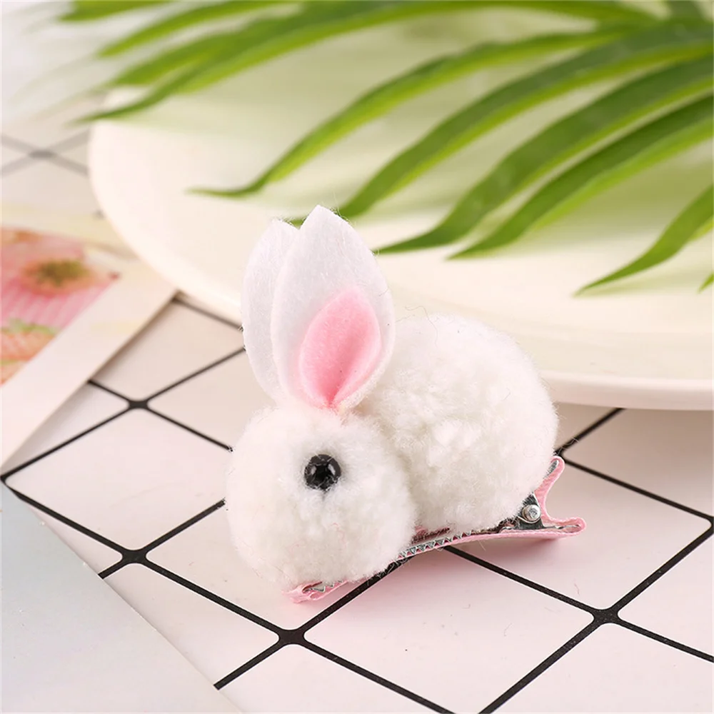 Cute Plush Rabbit Hair Clip Children's Catoon Animal Hairpins Girls Baby Sweet Winter Hair Accessories Headwear Barrettes