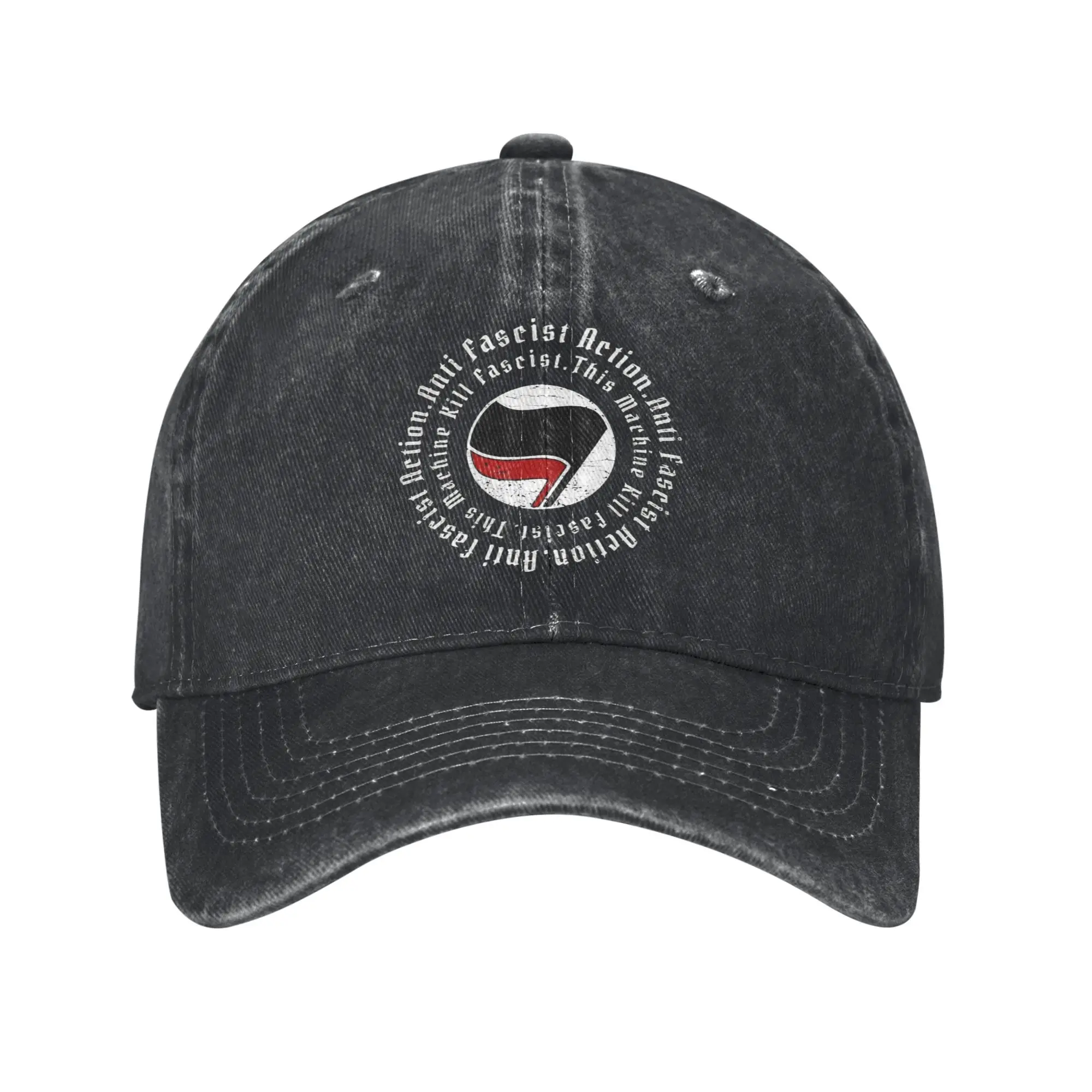 Washed Baseball Cap Antifa Symbol Anti Fascist Summer Hip Hop Hats For Unisex Men Communist Flag Tennis Skate Sun Baseball Caps