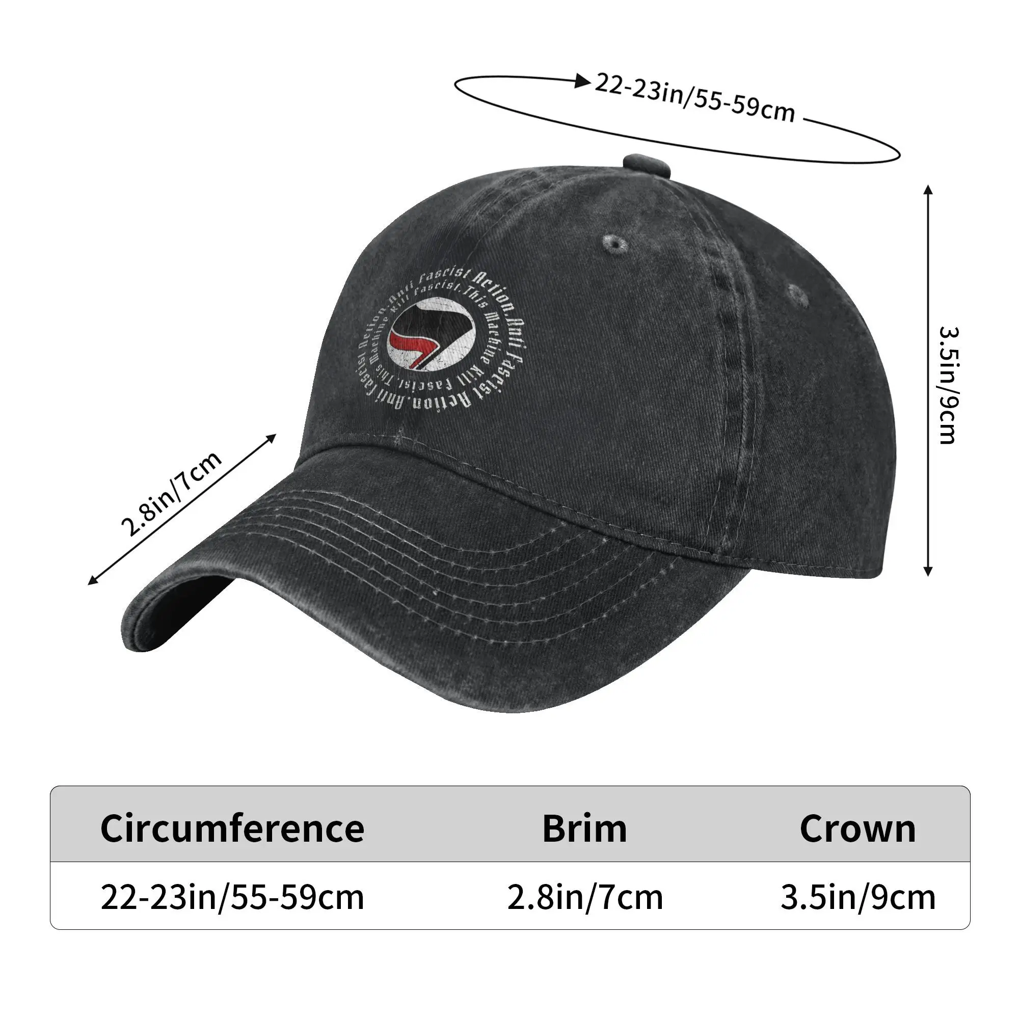 Washed Baseball Cap Antifa Symbol Anti Fascist Summer Hip Hop Hats For Unisex Men Communist Flag Tennis Skate Sun Baseball Caps