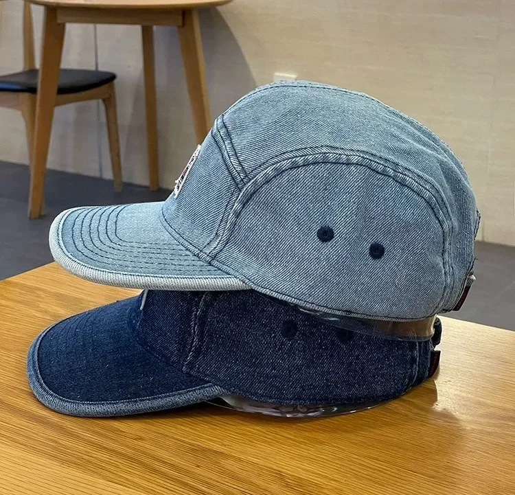Vintage Flat Brim Denim Baseball Caps Male Women Harajuku Snapback Cap Fashion Streetwear 5 Panel Skateboard Hat Casquette Gorra