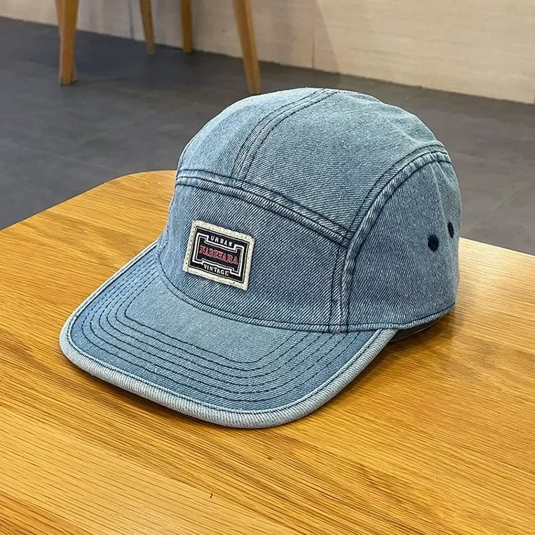 Vintage Flat Brim Denim Baseball Caps Male Women Harajuku Snapback Cap Fashion Streetwear 5 Panel Skateboard Hat Casquette Gorra