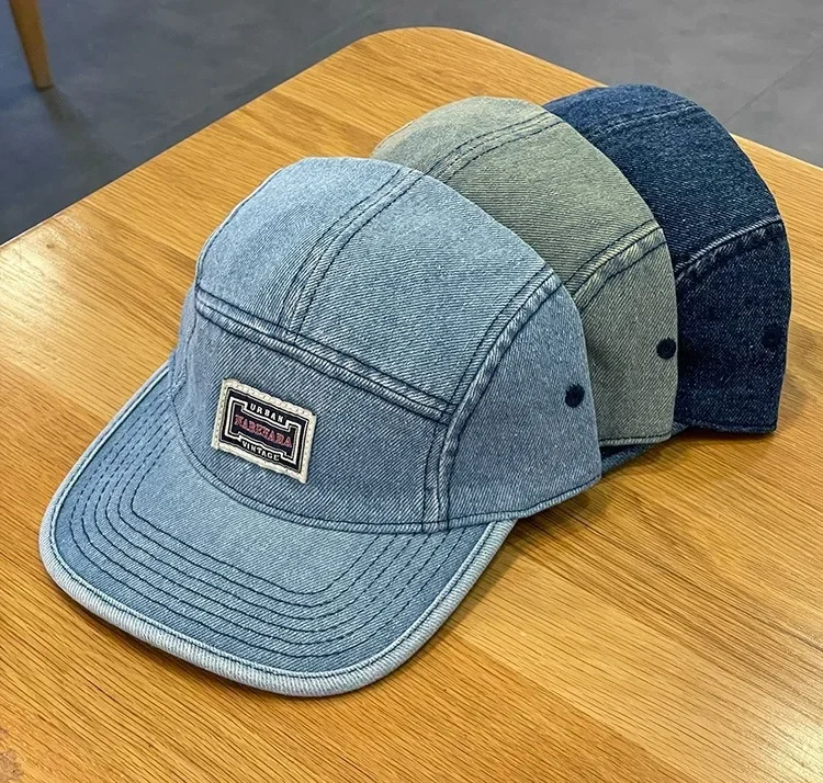 Vintage Flat Brim Denim Baseball Caps Male Women Harajuku Snapback Cap Fashion Streetwear 5 Panel Skateboard Hat Casquette Gorra