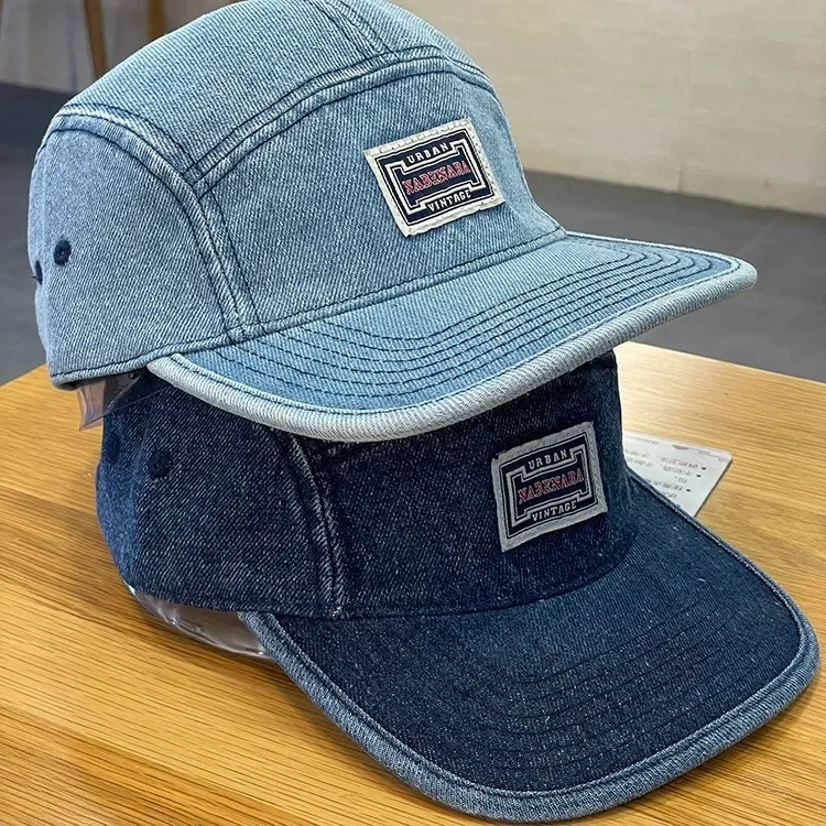 Vintage Flat Brim Denim Baseball Caps Male Women Harajuku Snapback Cap Fashion Streetwear 5 Panel Skateboard Hat Casquette Gorra