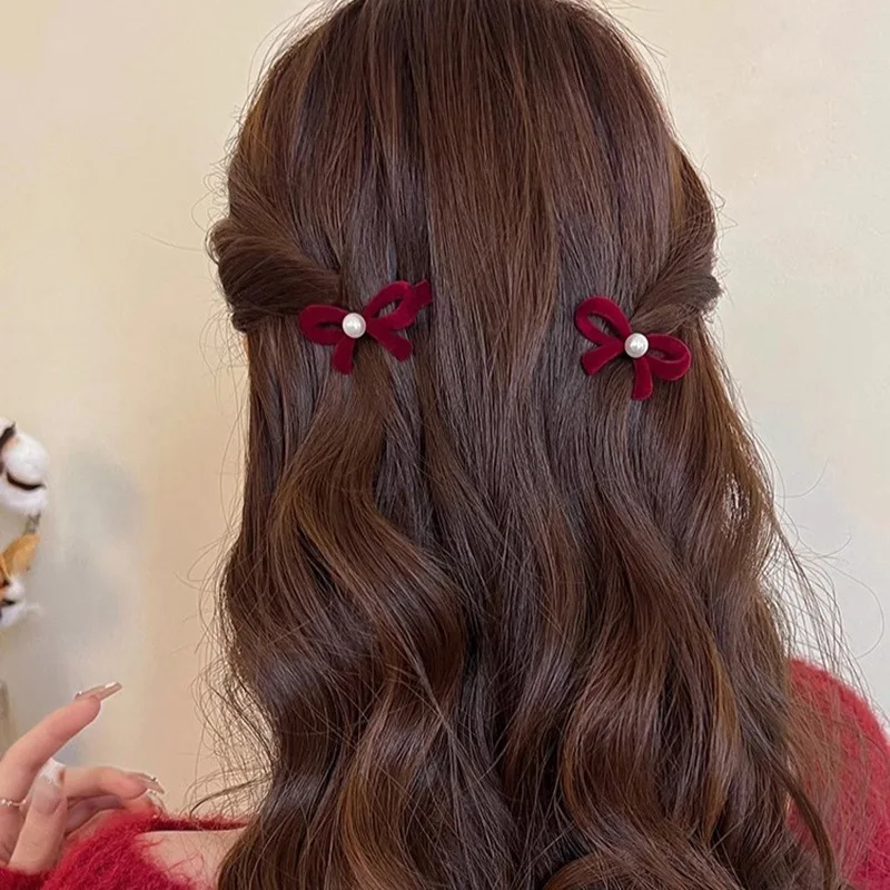 Elegant Velvet Bow Small Hair Clip Vintage for Women, Vintage Side Swept Hair Clip, Daily Casual Evening Wedding Date Unique