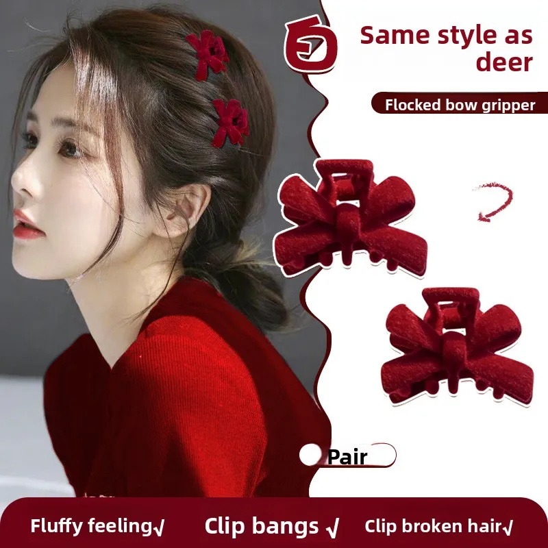 Elegant Velvet Bow Small Hair Clip Vintage for Women, Vintage Side Swept Hair Clip, Daily Casual Evening Wedding Date Unique