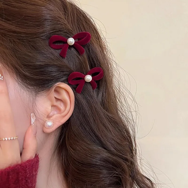 Elegant Velvet Bow Small Hair Clip Vintage for Women, Vintage Side Swept Hair Clip, Daily Casual Evening Wedding Date Unique