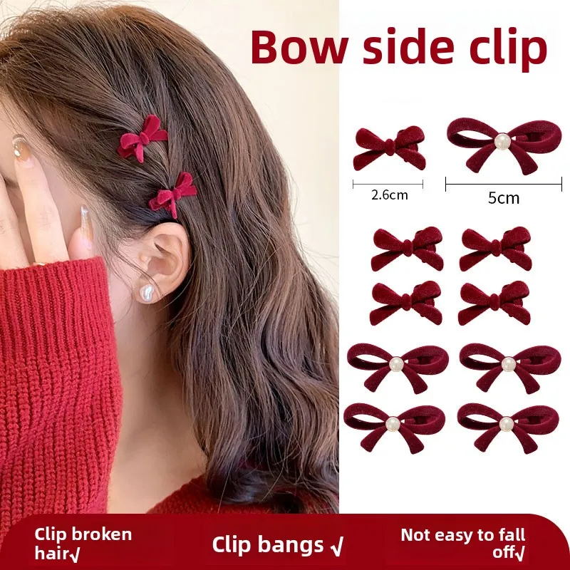Elegant Velvet Bow Small Hair Clip Vintage for Women, Vintage Side Swept Hair Clip, Daily Casual Evening Wedding Date Unique