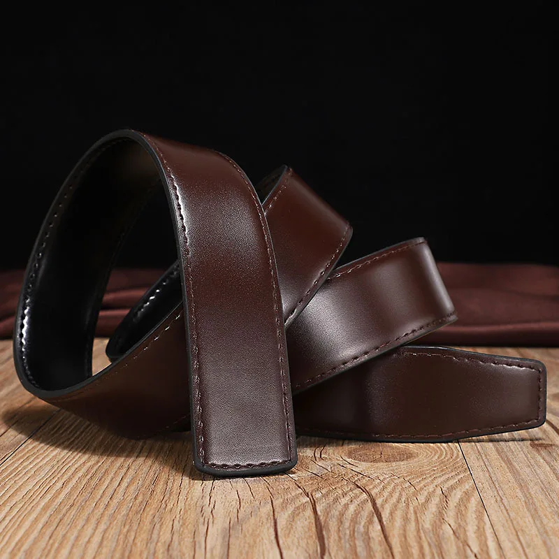 Adjustable Multi Size Pin Buckle Belt Brown Black Double Sided No Belt Loop Fashion Accessory