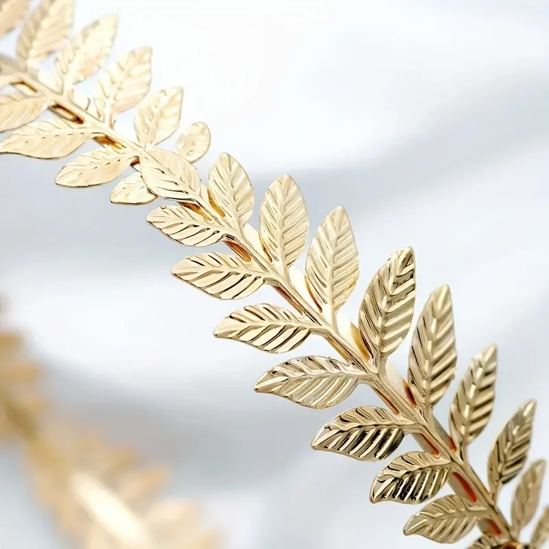 Glorious Greek Goddess Headband, Golden Leaf Roman Laurel Wreath, Caesar Crown, Bridal Hair Ornament, Women's Fashion Jewelry, A