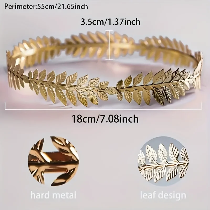 Glorious Greek Goddess Headband, Golden Leaf Roman Laurel Wreath, Caesar Crown, Bridal Hair Ornament, Women's Fashion Jewelry, A