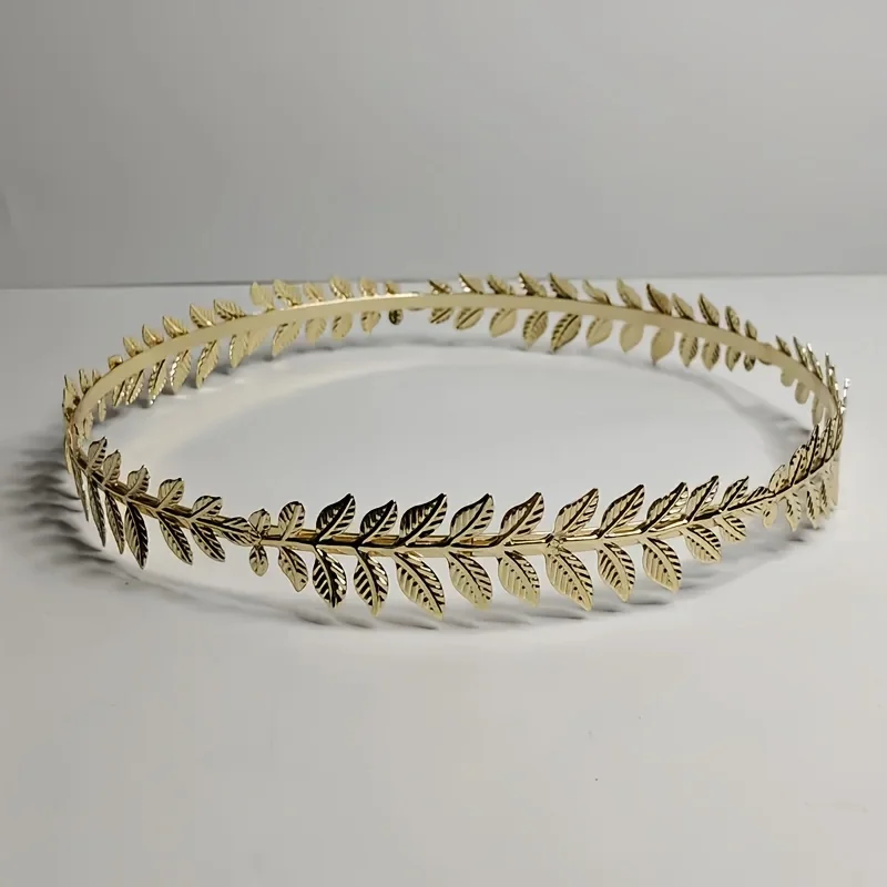 Glorious Greek Goddess Headband, Golden Leaf Roman Laurel Wreath, Caesar Crown, Bridal Hair Ornament, Women's Fashion Jewelry, A