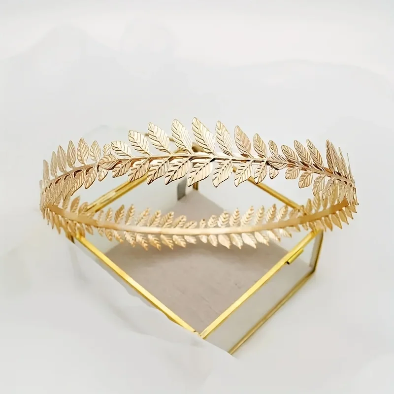 Glorious Greek Goddess Headband, Golden Leaf Roman Laurel Wreath, Caesar Crown, Bridal Hair Ornament, Women's Fashion Jewelry, A