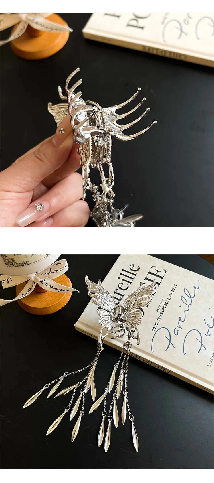 Chinese Style Butterfly Flowing Tassel Hairpin Folk Retro Ponytail Clip Female Elegant 