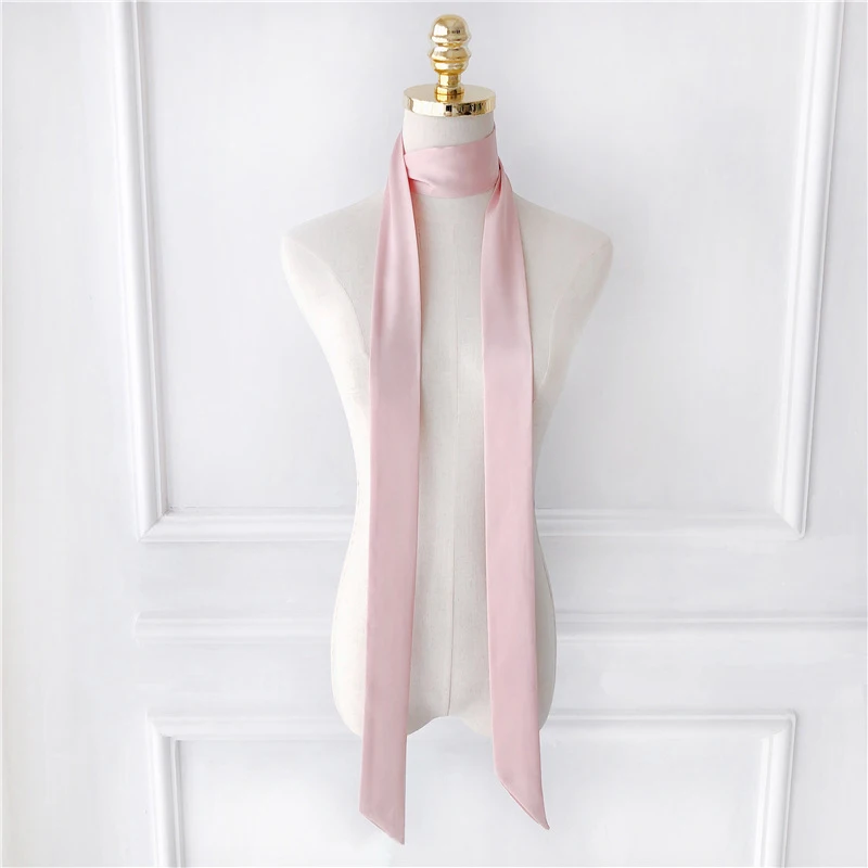 Satin Silk Narrow Scarf Neckerchief Solid Neck Scarves Long Silk Thin Scarf Head Neck Hair Band Bag Ribbon Headbands DIY