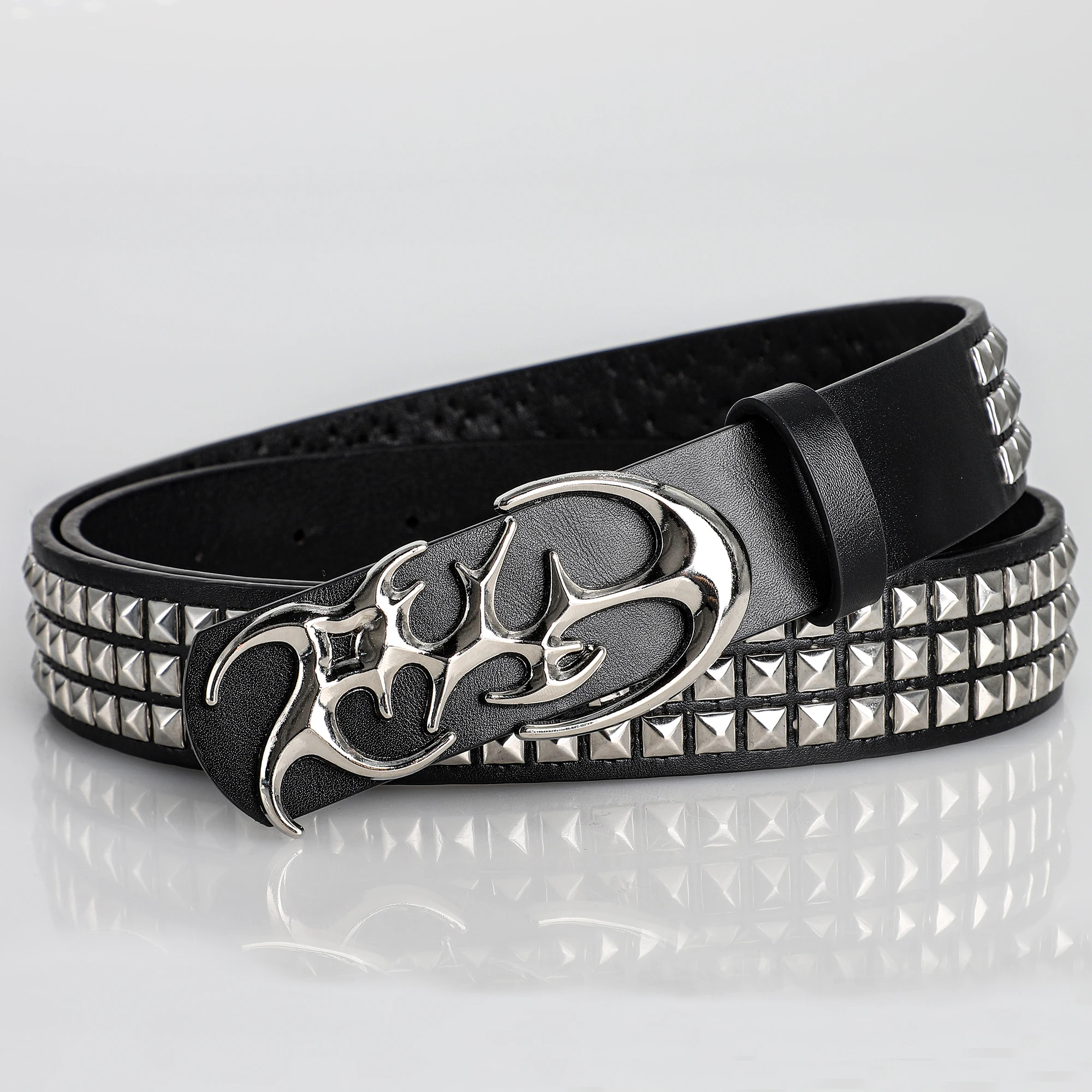 New Stylish Hollow Irregular Buckle Belts - Trendy Rivet Accessory For Gift Giving or Personal Style-Metal Pyramid For Women Men