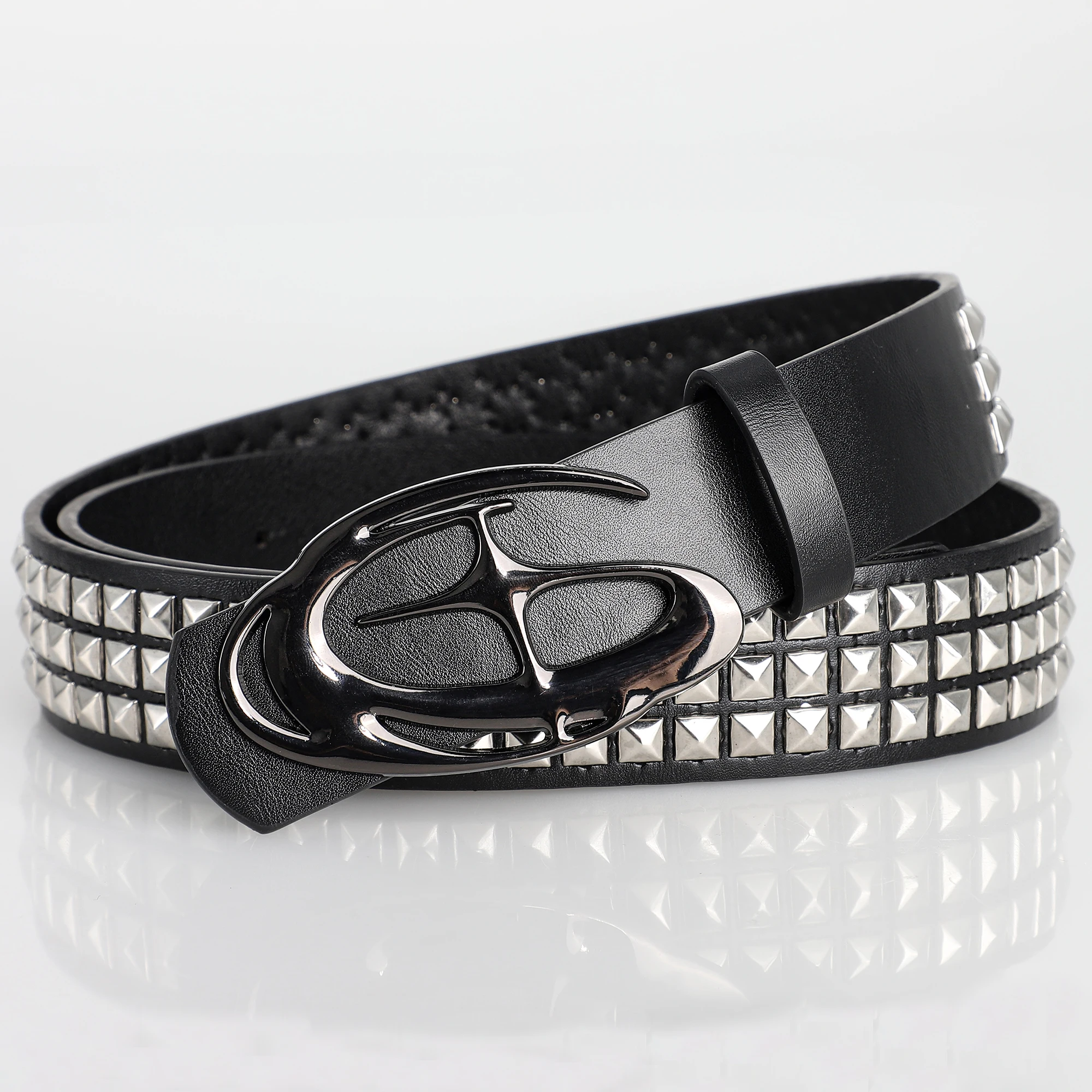 New Stylish Hollow Irregular Buckle Belts - Trendy Rivet Accessory For Gift Giving or Personal Style-Metal Pyramid For Women Men