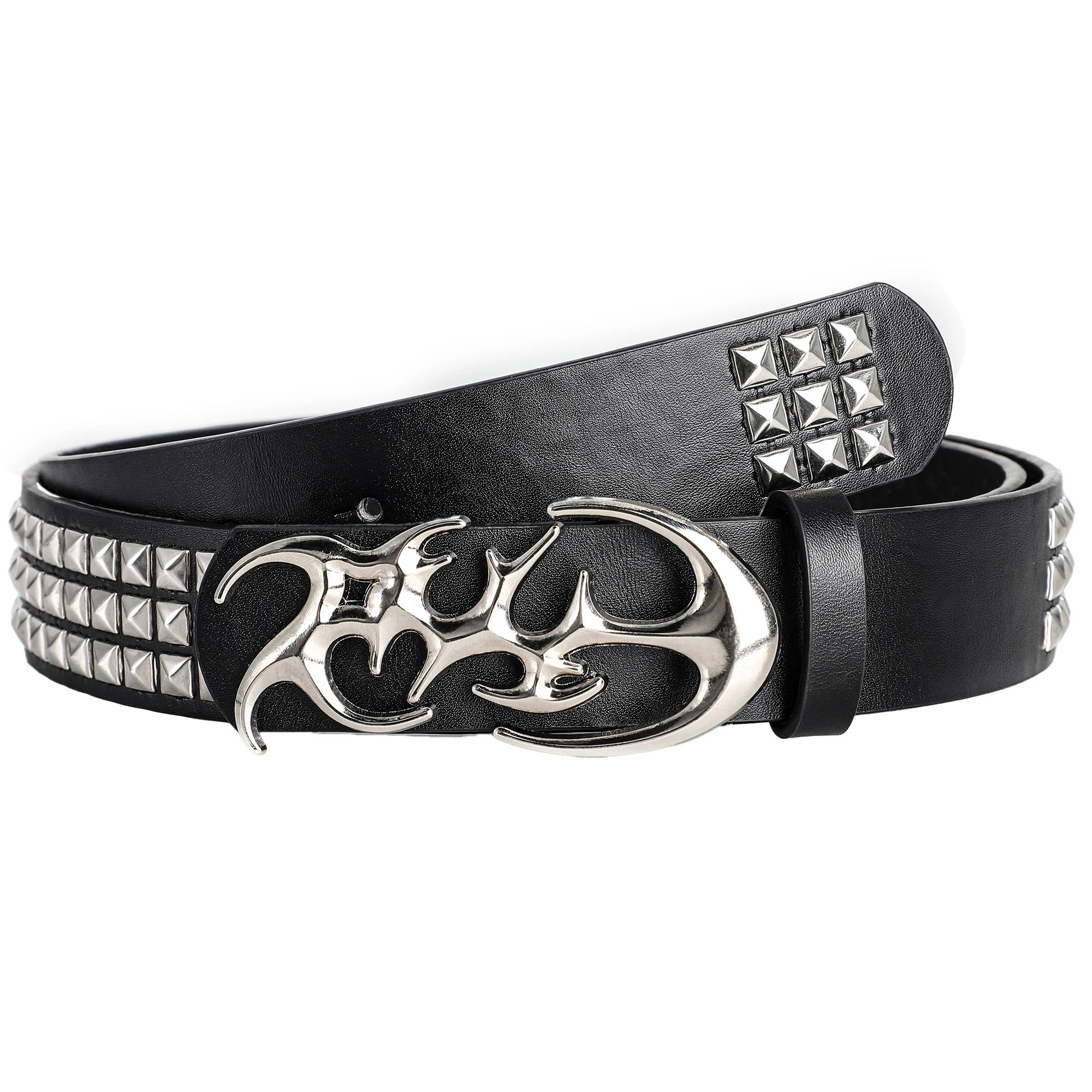 New Stylish Hollow Irregular Buckle Belts - Trendy Rivet Accessory For Gift Giving or Personal Style-Metal Pyramid For Women Men