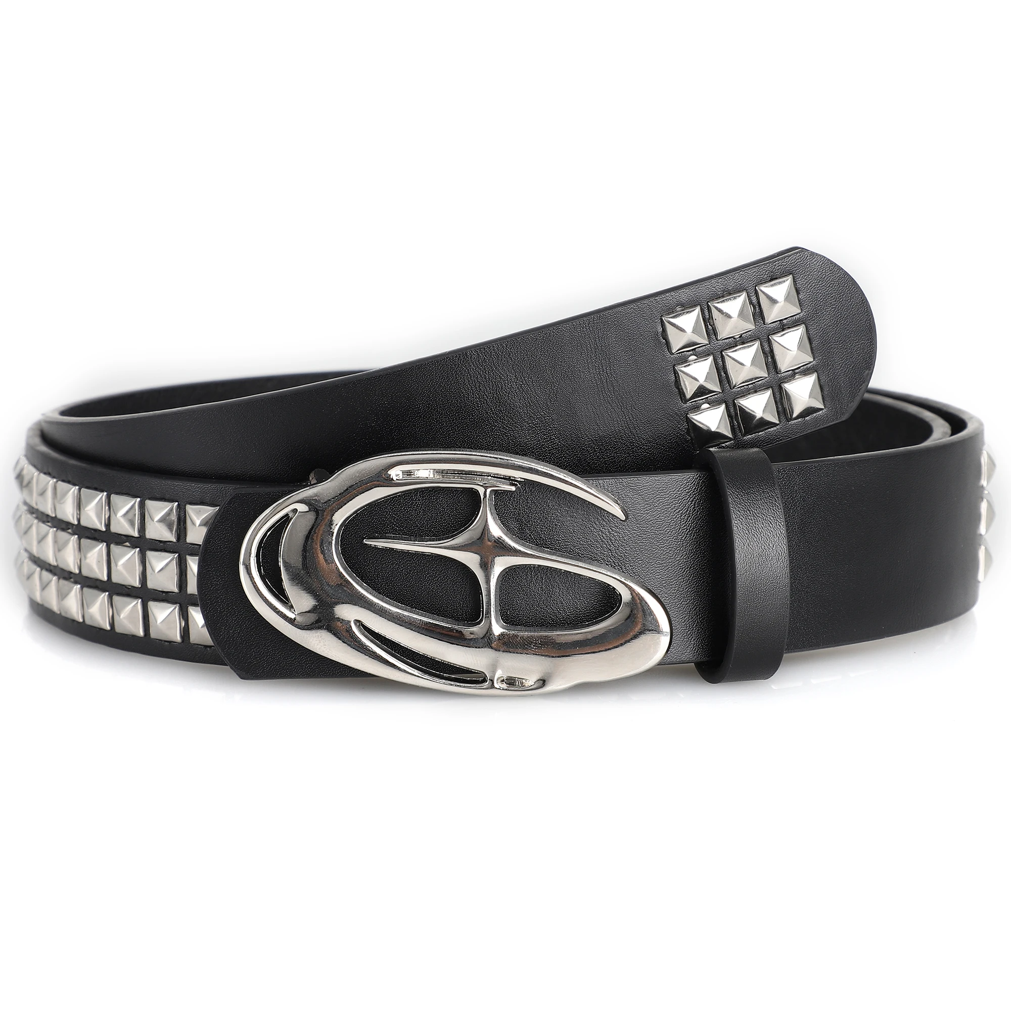 New Stylish Hollow Irregular Buckle Belts - Trendy Rivet Accessory For Gift Giving or Personal Style-Metal Pyramid For Women Men