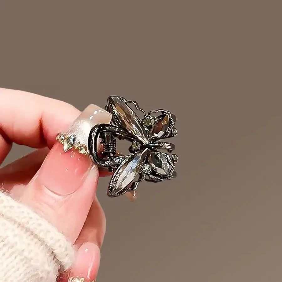 Korean Style Exquisite Black Crystal Butterfly Hair Gripper Women's Cute Hair Clips Mini Hair Claw Fashion Hair Accessories
