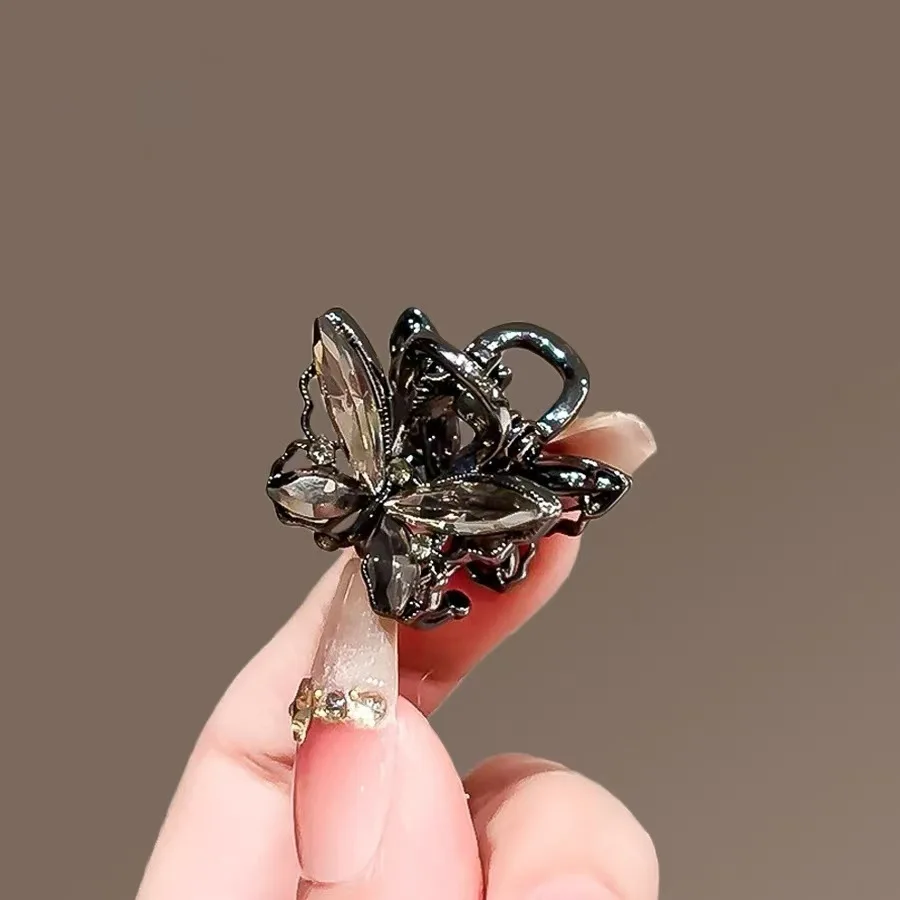 Korean Style Exquisite Black Crystal Butterfly Hair Gripper Women's Cute Hair Clips Mini Hair Claw Fashion Hair Accessories