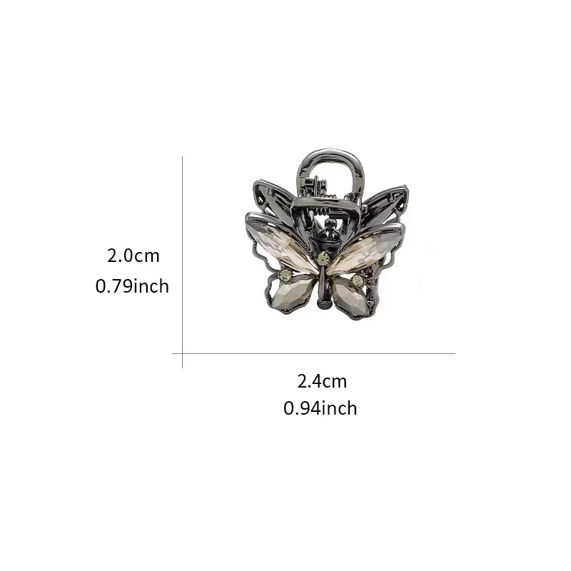Korean Style Exquisite Black Crystal Butterfly Hair Gripper Women's Cute Hair Clips Mini Hair Claw Fashion Hair Accessories