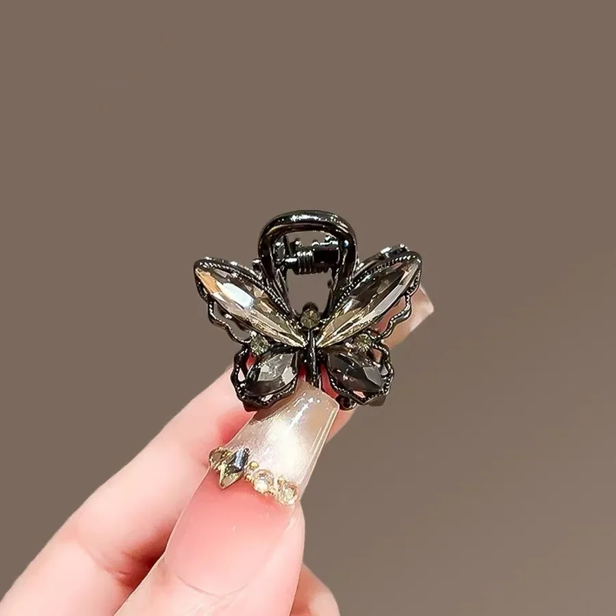 Korean Style Exquisite Black Crystal Butterfly Hair Gripper Women's Cute Hair Clips Mini Hair Claw Fashion Hair Accessories