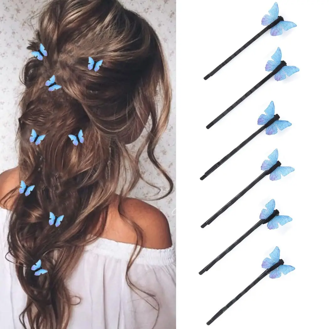 4-12PCS Butterfly Hair Clips Blue Butterfly Hair Clips Bridal Wedding Decoration Hair Clips Bridal Hair Accessories for Women an