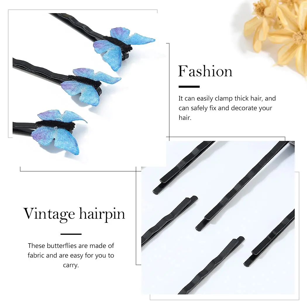 4-12PCS Butterfly Hair Clips Blue Butterfly Hair Clips Bridal Wedding Decoration Hair Clips Bridal Hair Accessories for Women an