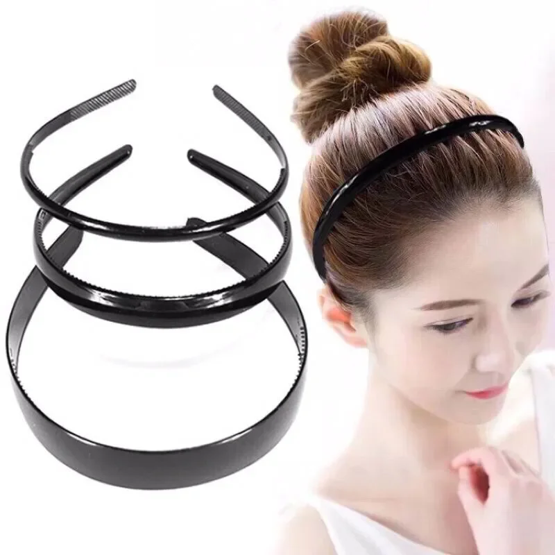 2025 Simple Women Headbands Fashion Head Band for Girls Solid Black Color Casual Hair Accessories Plastic Headbans Wholesale