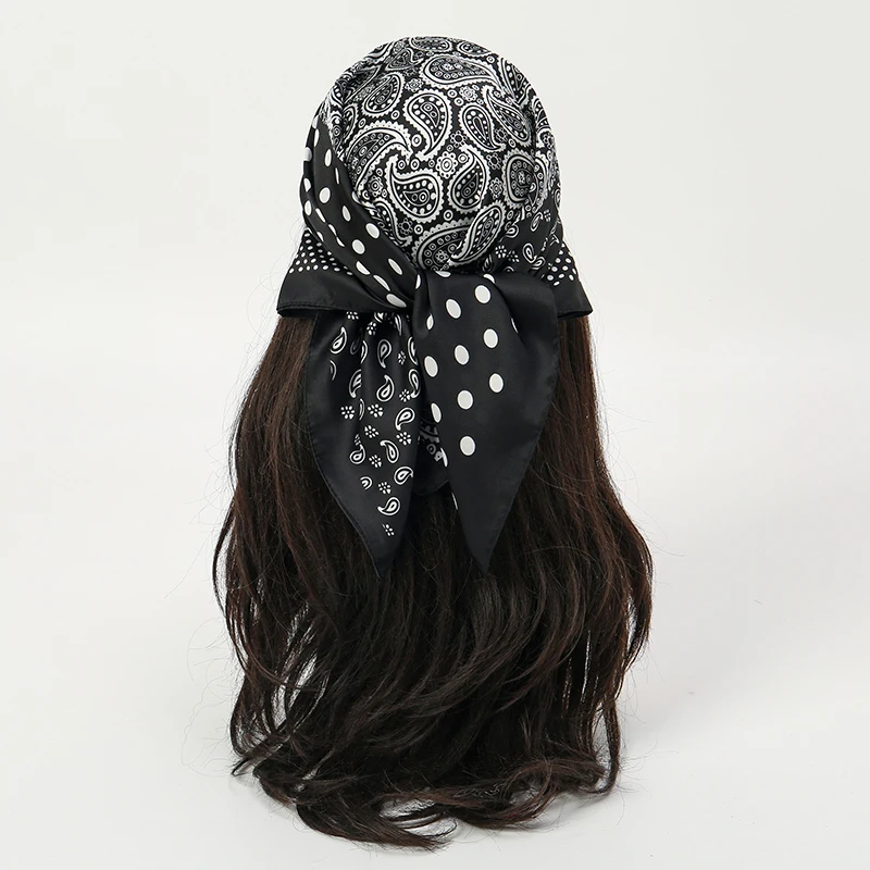 Luxury Polka Dot Silk Square Scarf Women Hijab Hair Bands Neckerchief Female Satin Shawl Ribbon Headband Fashion Wraps Bandana