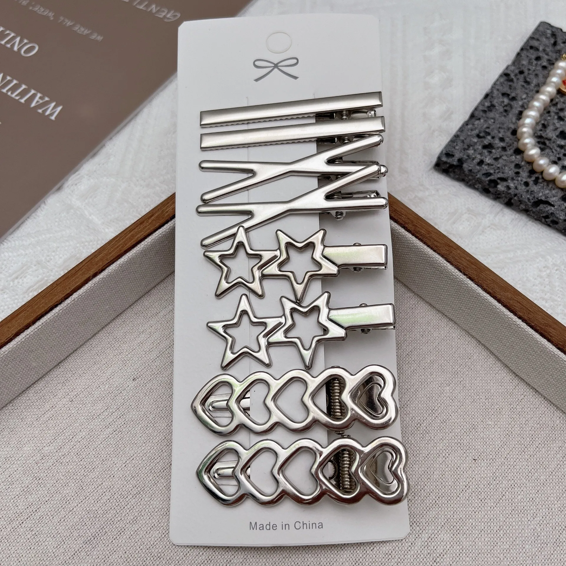 8PCS Metal Hair Clips Side Broken Hair Bangs Hair Cards Spice Girls Hair Accessories Silver Bangs Clip Set Side Clip One Word Cl