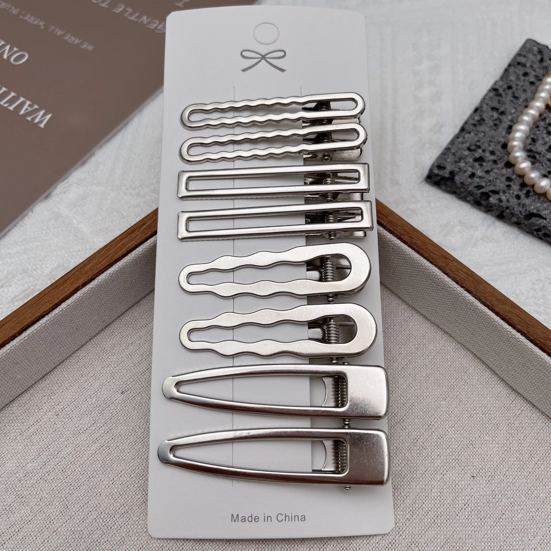 8PCS Metal Hair Clips Side Broken Hair Bangs Hair Cards Spice Girls Hair Accessories Silver Bangs Clip Set Side Clip One Word Cl