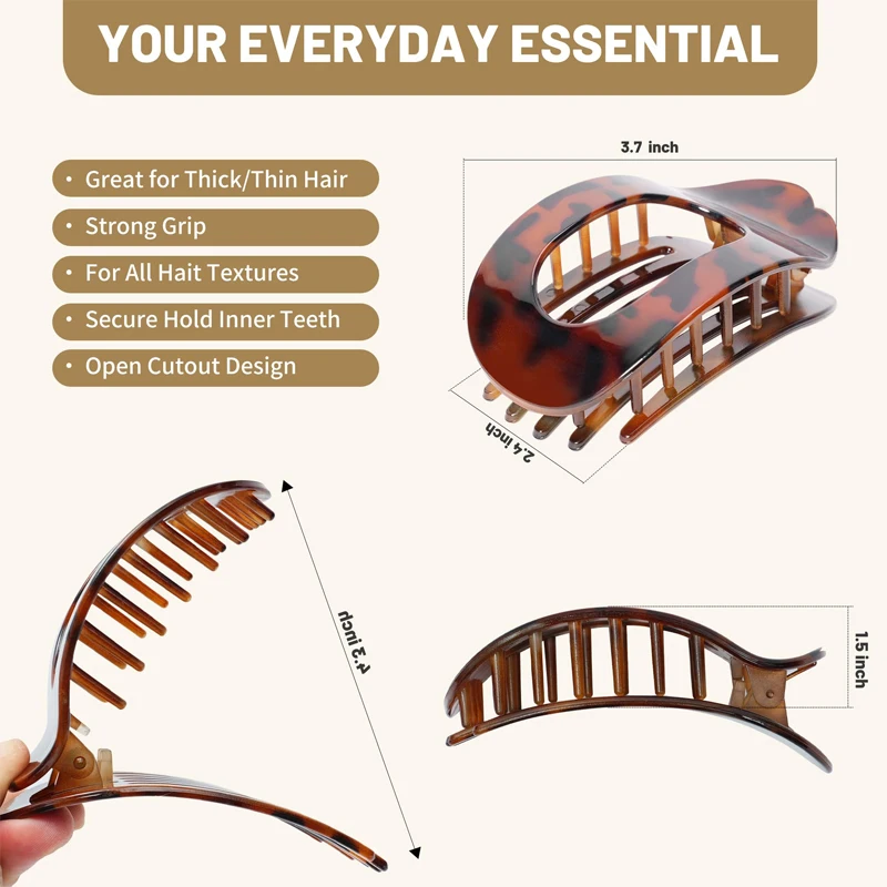 Flat Claw Clips Korean Style Acetic Acid Hair Clip Hair Accessories Women's Spoon Leopard Hair Clip Top Clip Simple Headpiece
