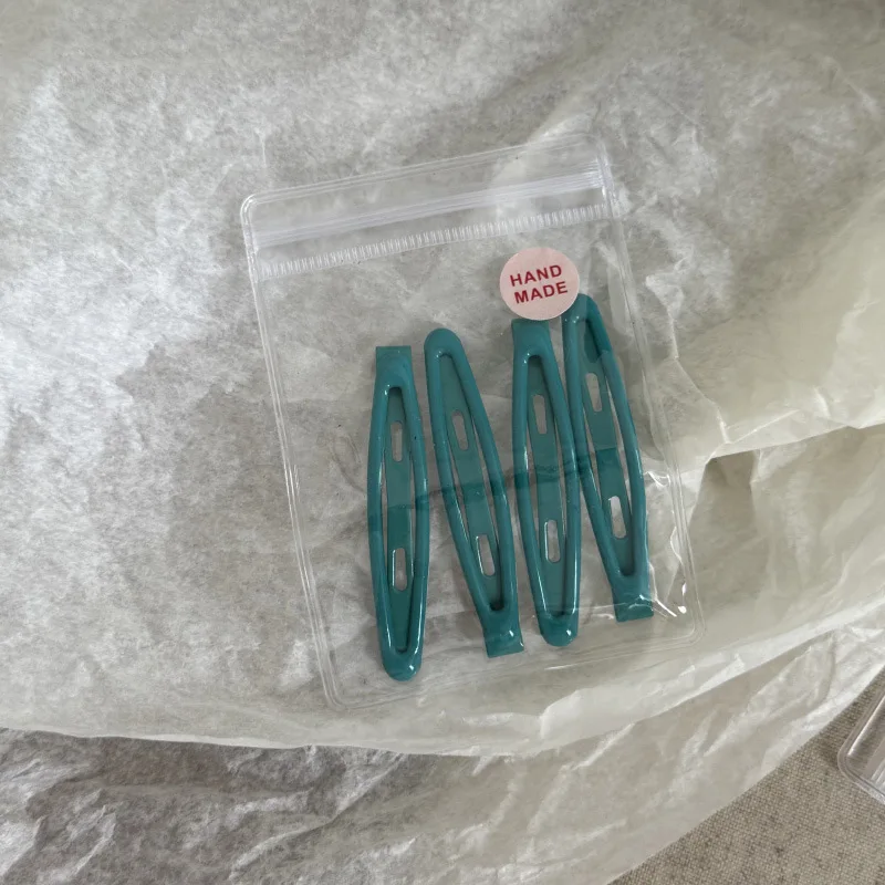 4pcs Women Girls Alloy Bobby Pin Oval Shape Candy Color Hair Clip Simple Geometric Hairpin Non-slip Hair Holder Fashion Headwear