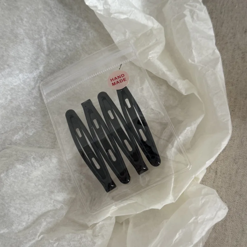 4pcs Women Girls Alloy Bobby Pin Oval Shape Candy Color Hair Clip Simple Geometric Hairpin Non-slip Hair Holder Fashion Headwear
