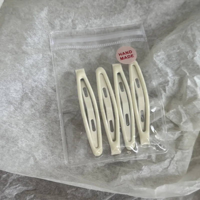4pcs Women Girls Alloy Bobby Pin Oval Shape Candy Color Hair Clip Simple Geometric Hairpin Non-slip Hair Holder Fashion Headwear