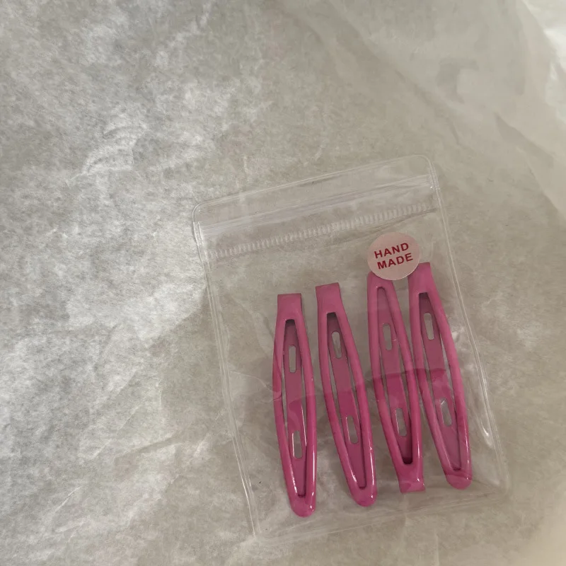 4pcs Women Girls Alloy Bobby Pin Oval Shape Candy Color Hair Clip Simple Geometric Hairpin Non-slip Hair Holder Fashion Headwear