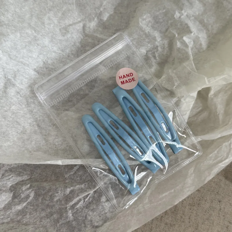 4pcs Women Girls Alloy Bobby Pin Oval Shape Candy Color Hair Clip Simple Geometric Hairpin Non-slip Hair Holder Fashion Headwear