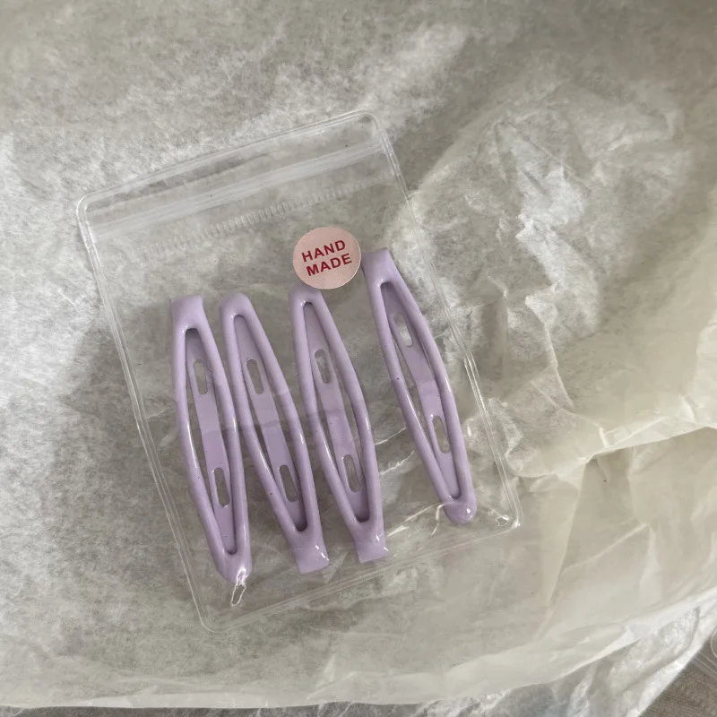 4pcs Women Girls Alloy Bobby Pin Oval Shape Candy Color Hair Clip Simple Geometric Hairpin Non-slip Hair Holder Fashion Headwear