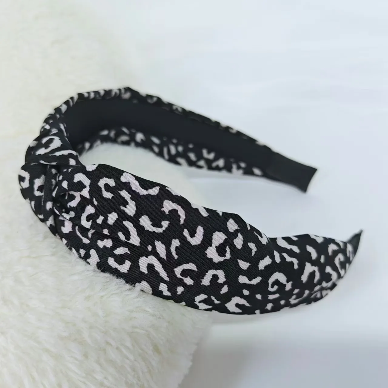 1PC Retro Hair Bands Women's New Cross Border Wide Edge Headband Out Leopard Black Department Knot Crimp Hair Bands
