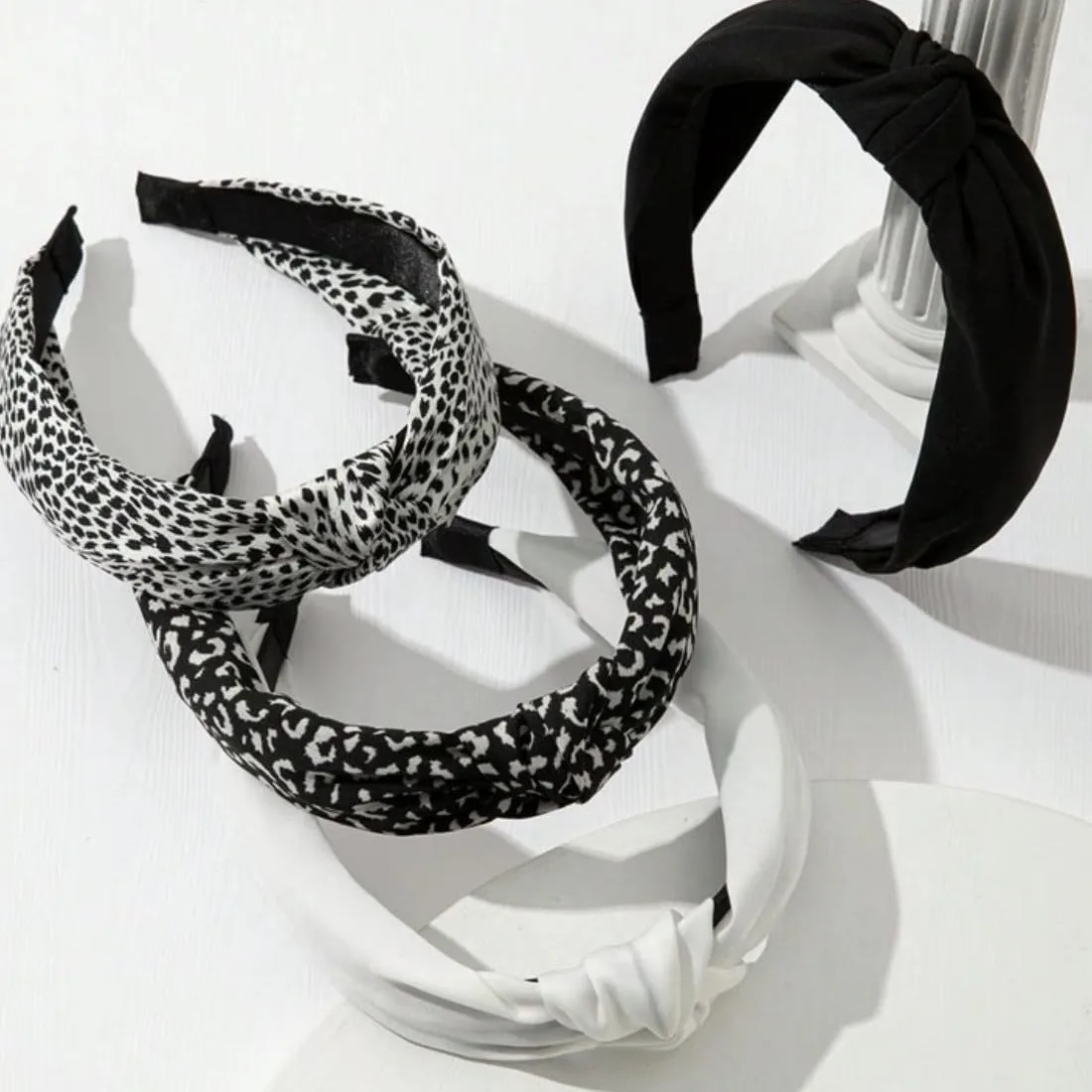1PC Retro Hair Bands Women's New Cross Border Wide Edge Headband Out Leopard Black Department Knot Crimp Hair Bands