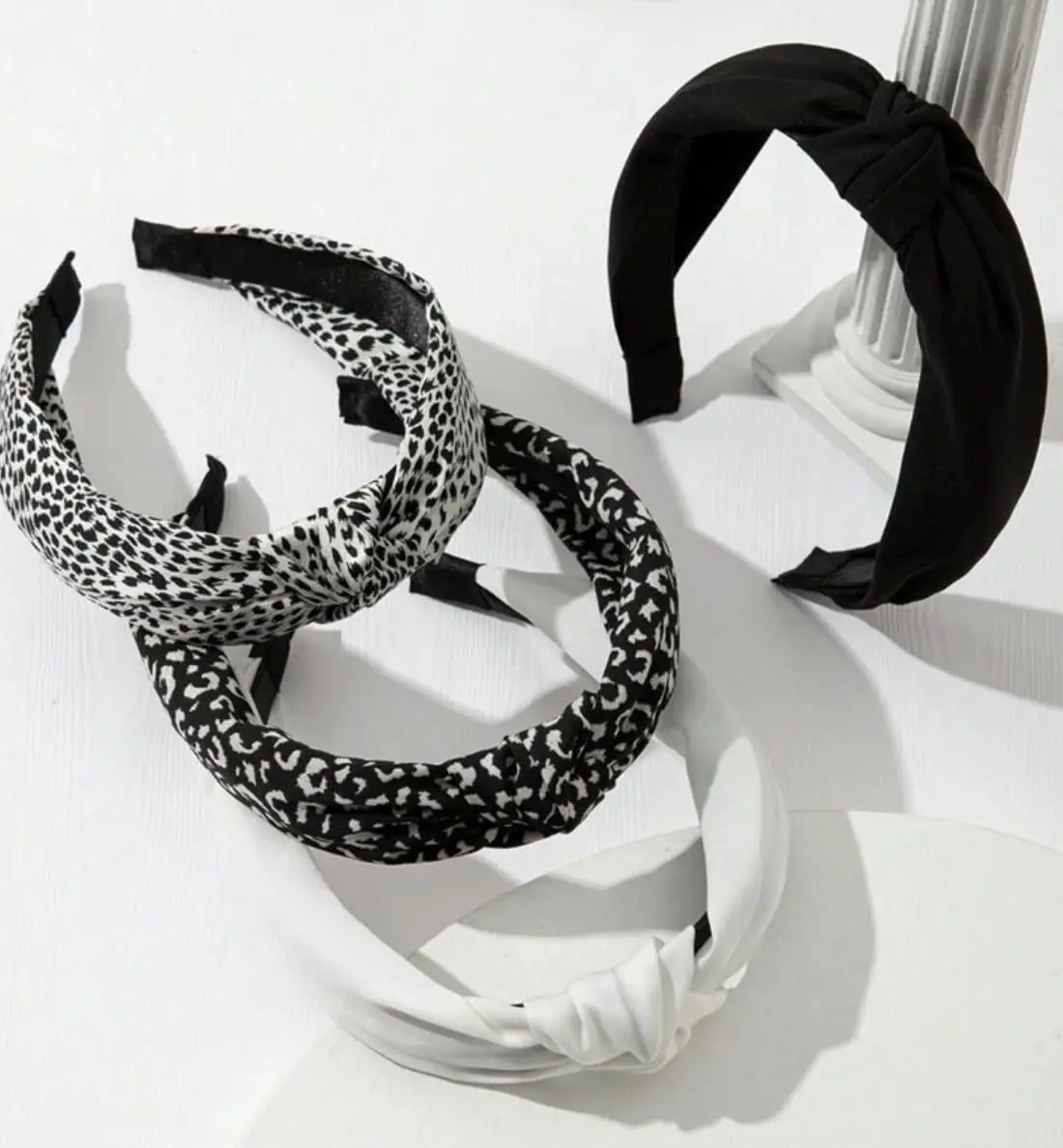 1PC Retro Hair Bands Women's New Cross Border Wide Edge Headband Out Leopard Black Department Knot Crimp Hair Bands
