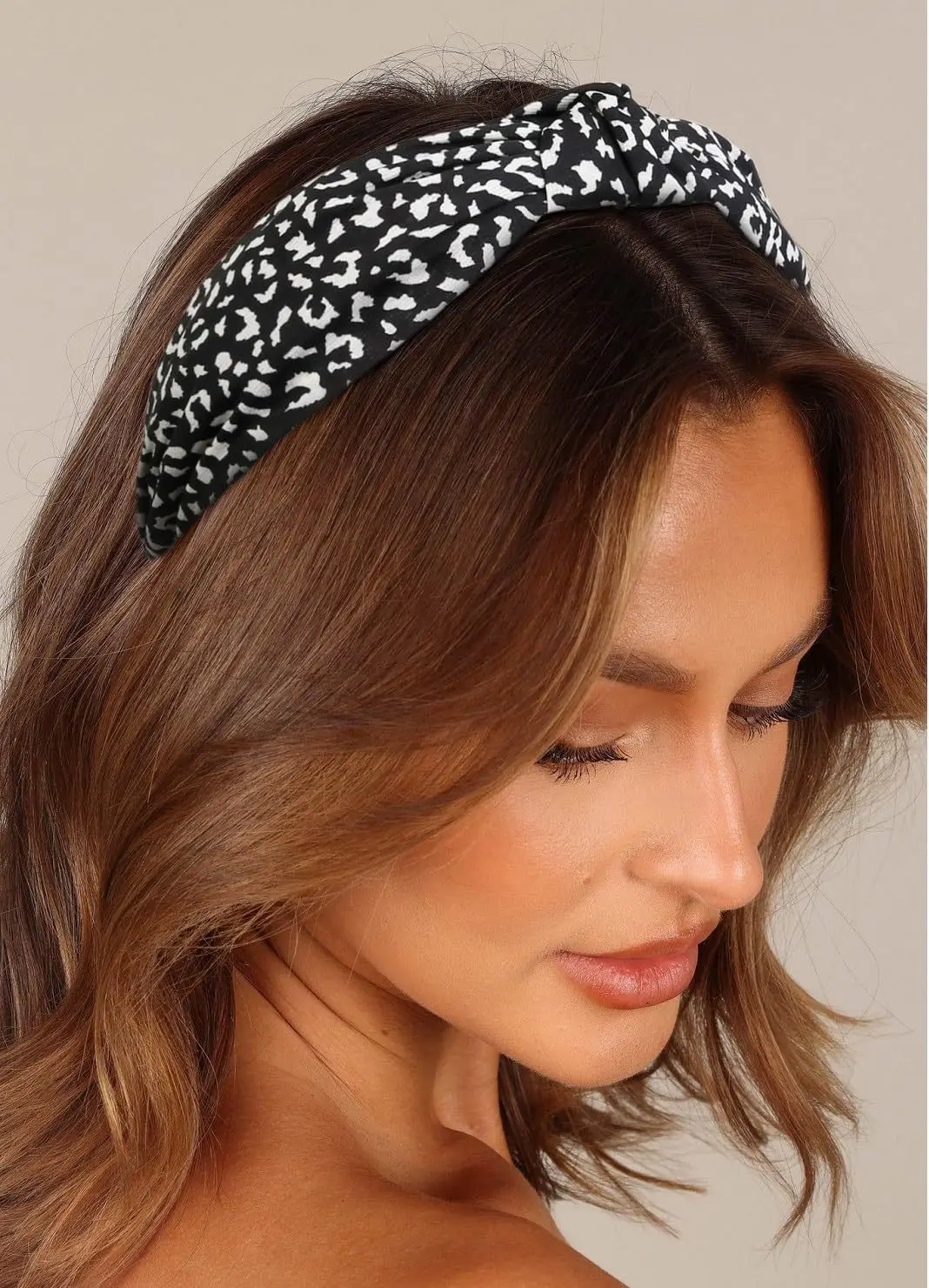 1PC Retro Hair Bands Women's New Cross Border Wide Edge Headband Out Leopard Black Department Knot Crimp Hair Bands
