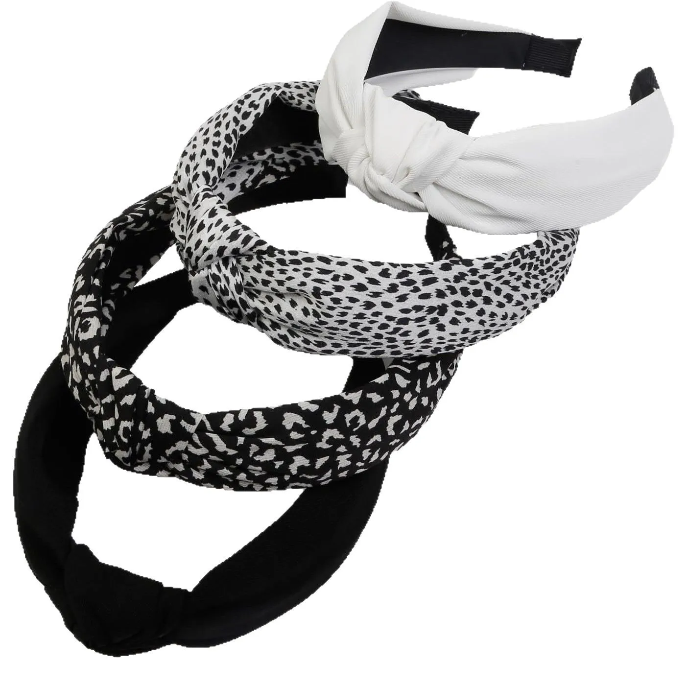 1PC Retro Hair Bands Women's New Cross Border Wide Edge Headband Out Leopard Black Department Knot Crimp Hair Bands